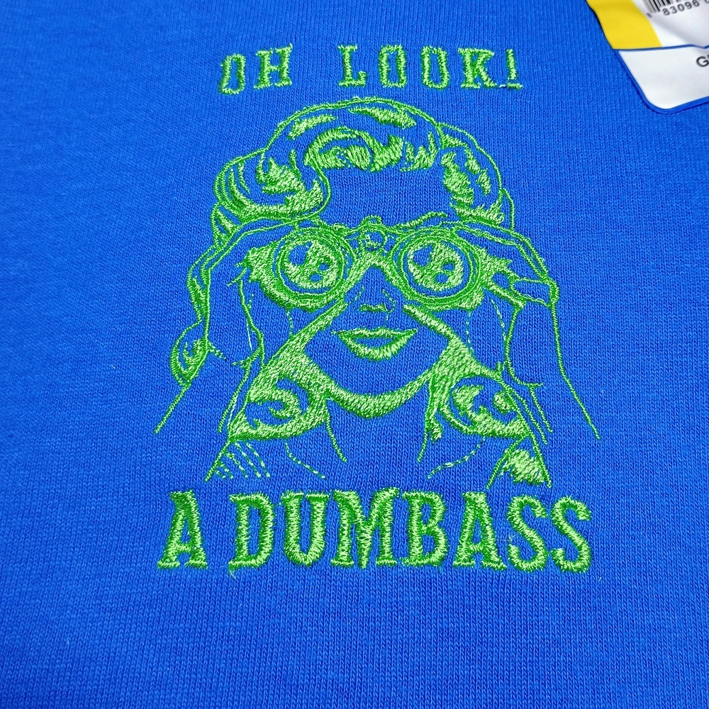 Gildan Blue Tee with Green Embroidery